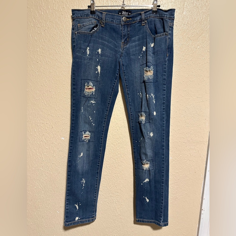 Abbey Dawn Distressed Jeans by Avril Lavigne Star Pockets Y2K Vintage Size 13